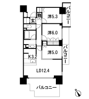 Floor: 3LD ・ K + SIC (shoes closet), the occupied area: 70.63 sq m
