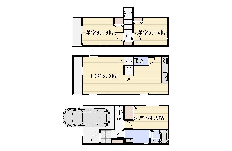 Floor plan. 34,800,000 yen, 3LDK, Land area 48.67 sq m , Building area 84 sq m Floor