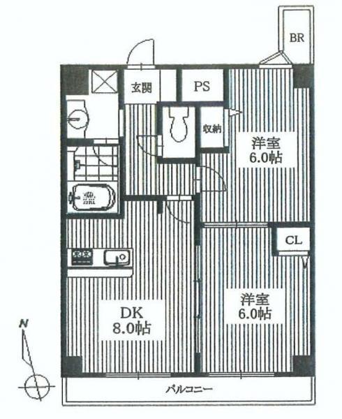 Floor plan. 2LDK, Price 28,900,000 yen, Occupied area 51.35 sq m , Balcony area 7.8 sq m