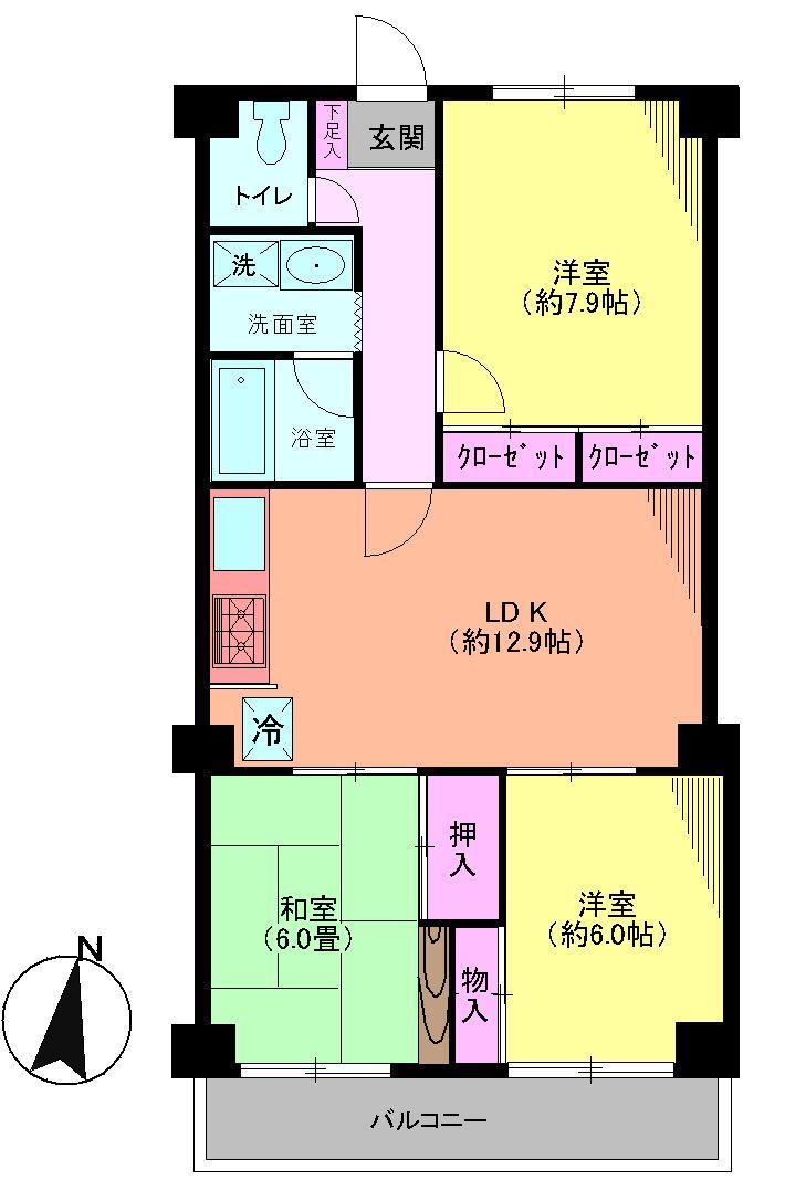 Floor plan. 3LDK, Price 25,800,000 yen, Occupied area 72.97 sq m , Balcony area 6.67 sq m Floor