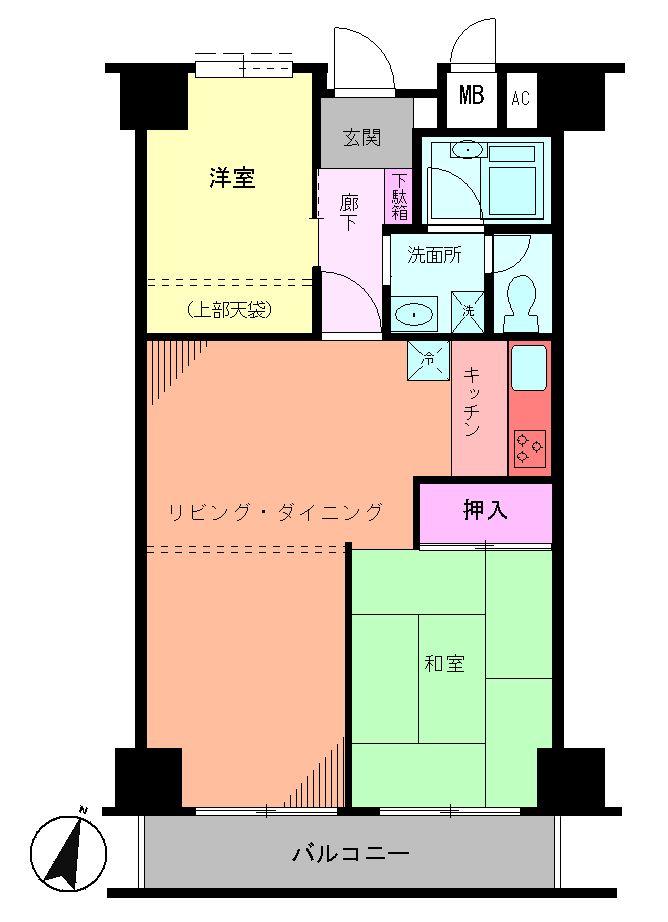 Floor plan. 2LDK, Price 18 million yen, Occupied area 51.55 sq m , Balcony area 6.14 sq m Floor