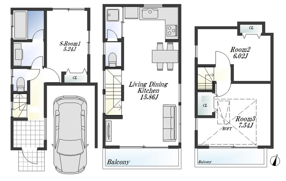 Compartment view + building plan example. Building plan example