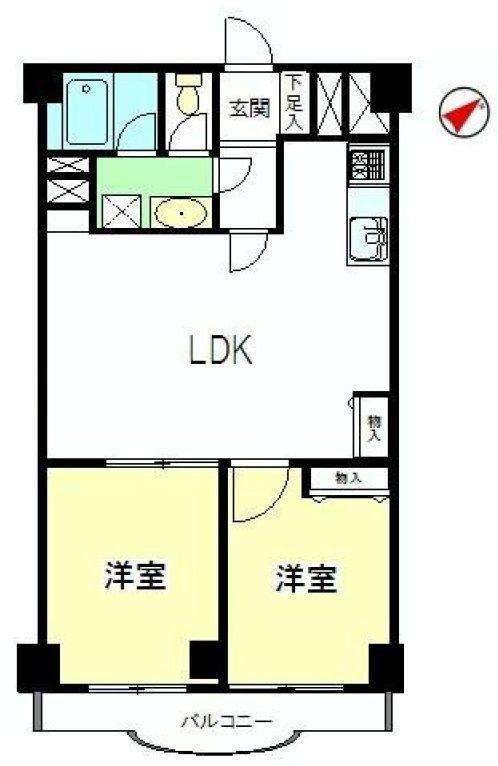 Floor plan. 2LDK, Price 22,800,000 yen, Occupied area 53.46 sq m , Balcony area 5.54 sq m floor plan