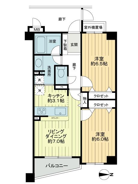 Floor plan. 2LDK, Price 24,800,000 yen, Occupied area 52.92 sq m , Balcony area 3.58 sq m