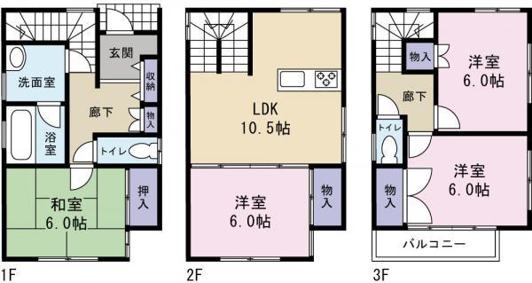 Floor plan. 58,800,000 yen, 4LDK, Land area 68.93 sq m , Building area 91.92 sq m