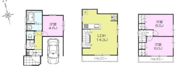 Floor plan. 38,800,000 yen, 3LDK, Land area 43.65 sq m , Building area 79.54 sq m