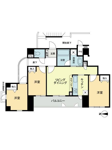 Floor plan. 3LDK, Price 27,900,000 yen, Occupied area 65.15 sq m , Balcony area 7.01 sq m