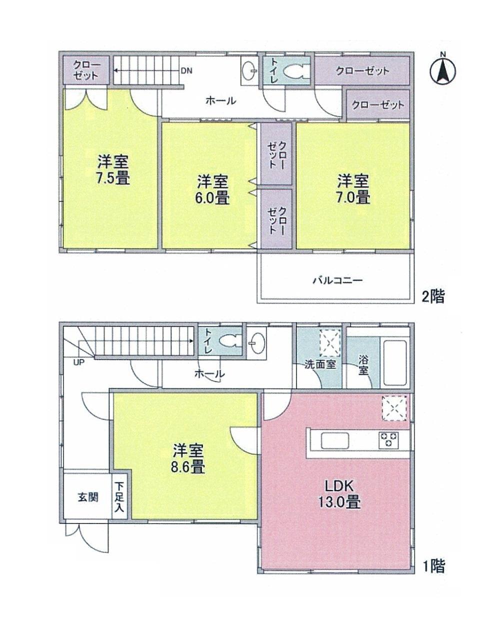 Floor plan. 22,800,000 yen, 4LDK, Land area 93.4 sq m , Building area 109.92 sq m floor plan