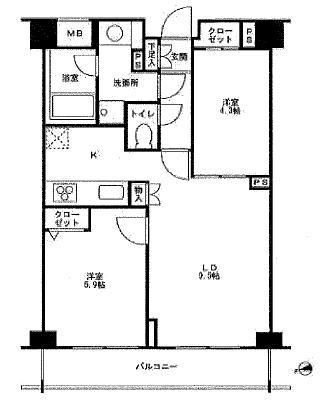 Floor plan. 2LDK, Price 43 million yen, Occupied area 52.05 sq m , Balcony area 6.84 sq m
