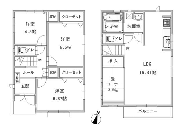 Floor plan. (Building 2), Price 48,800,000 yen, 3LDK+S, Land area 99.08 sq m , Building area 88.08 sq m