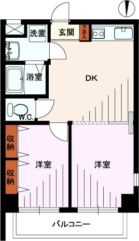 Floor plan. 2DK, Price 14.2 million yen, Occupied area 40.15 sq m , Has been changed on the balcony area 4.05 sq m All rooms flooring.