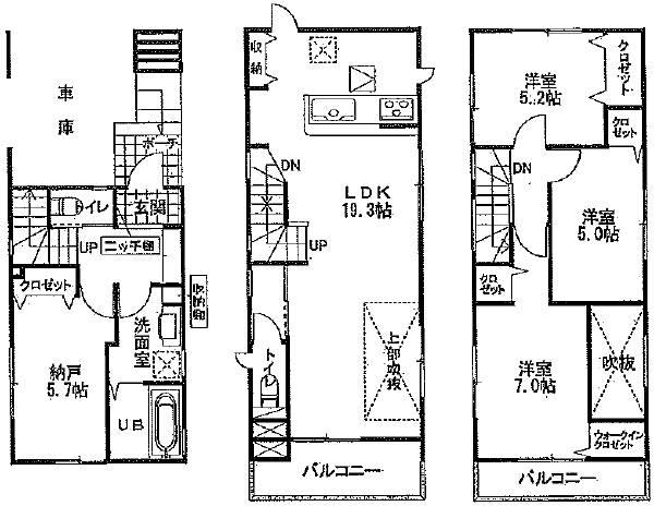 Floor plan. 42,800,000 yen, 4LDK, Land area 74.09 sq m , Building area 112.82 sq m