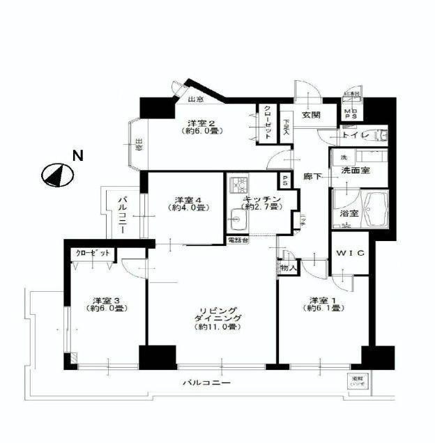 Floor plan. 4LDK, Price 32,900,000 yen, Occupied area 79.31 sq m , Balcony area 15.9 sq m