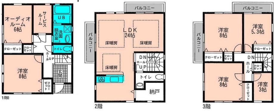Floor plan. 78,800,000 yen, 6LDK+2S, Land area 123.58 sq m , Building area 154.85 sq m