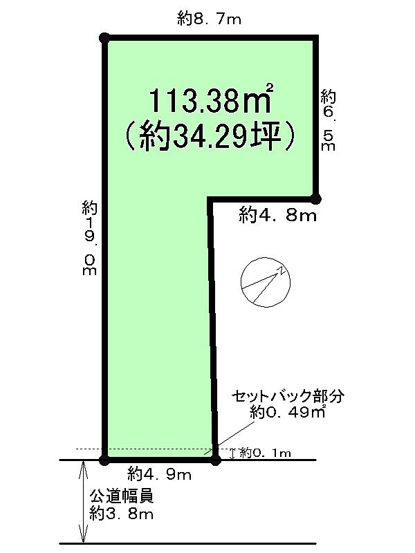 Compartment figure. Land price 39,800,000 yen, Land area 113.38 sq m