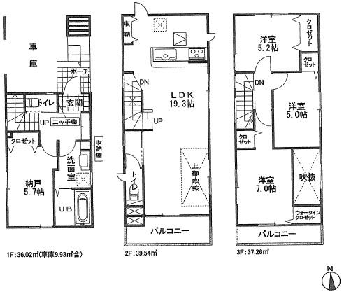 Floor plan. 42,800,000 yen, 4LDK, Land area 74.09 sq m , Building area 112.82 sq m