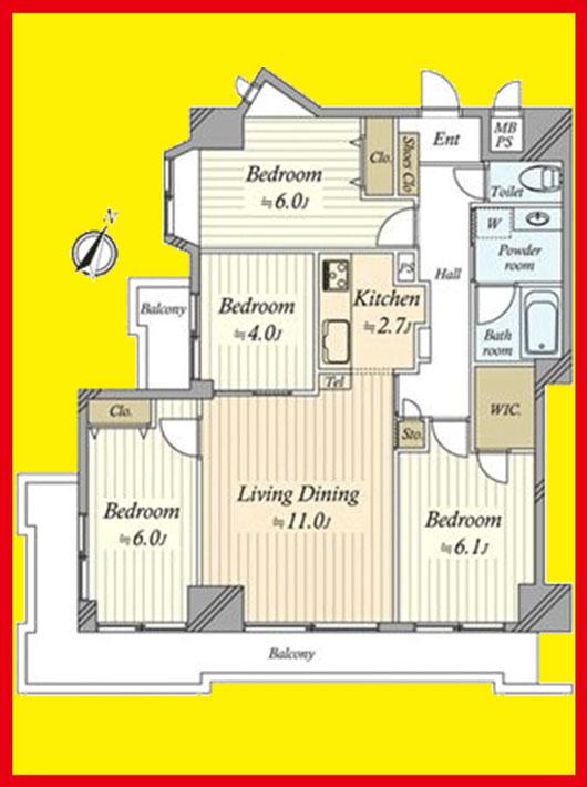Floor plan. 4LDK, Price 32,900,000 yen, Occupied area 79.31 sq m , Balcony area 15.9 sq m