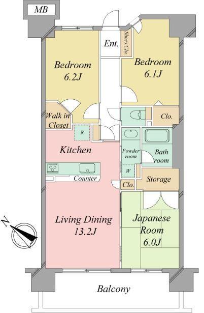 Floor plan. 3LDK, Price 34,800,000 yen, Footprint 68.7 sq m , Balcony area 11.16 sq m
