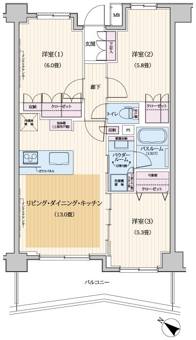 Floor: 3LDK, occupied area: 64.55 sq m, Price: 43,600,000 yen, now on sale