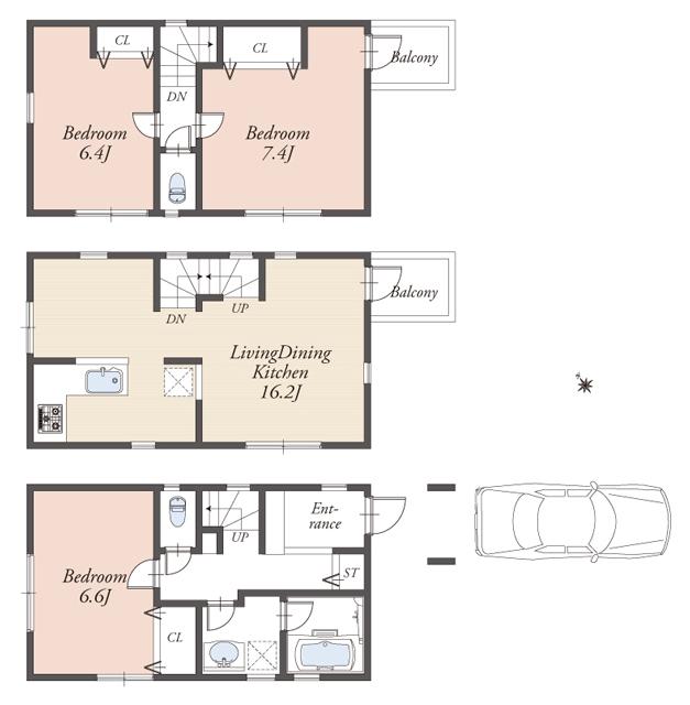 Floor plan. (F Building), Price 45,800,000 yen, 3LDK, Land area 63.16 sq m , Building area 85.6 sq m