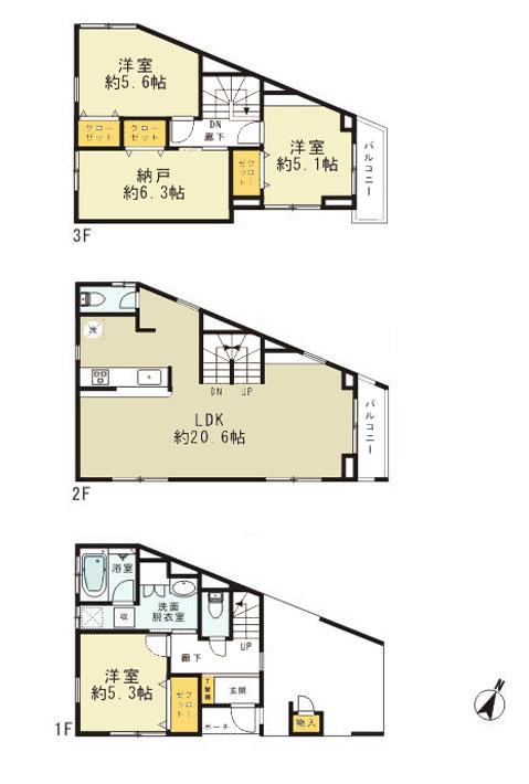 Floor plan. 43,800,000 yen, 3LDK + S (storeroom), Land area 66.8 sq m , Building area 118.64 sq m floor plan