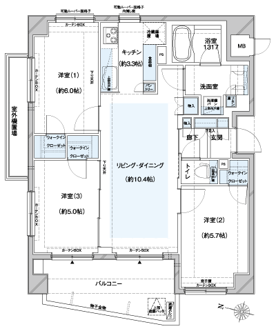 Floor: 3LDK + 3WIC, occupied area: 65.01 sq m