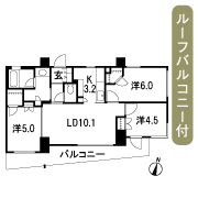 Floor: 3LDK + 2WIC, occupied area: 63.03 sq m
