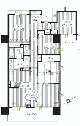 Floor plan. 4LDK, Price 44,800,000 yen, Occupied area 87.35 sq m , It is the dwelling unit in which the window is felt more openness on the balcony area 20.68 sq m 2 direction dwelling unit.