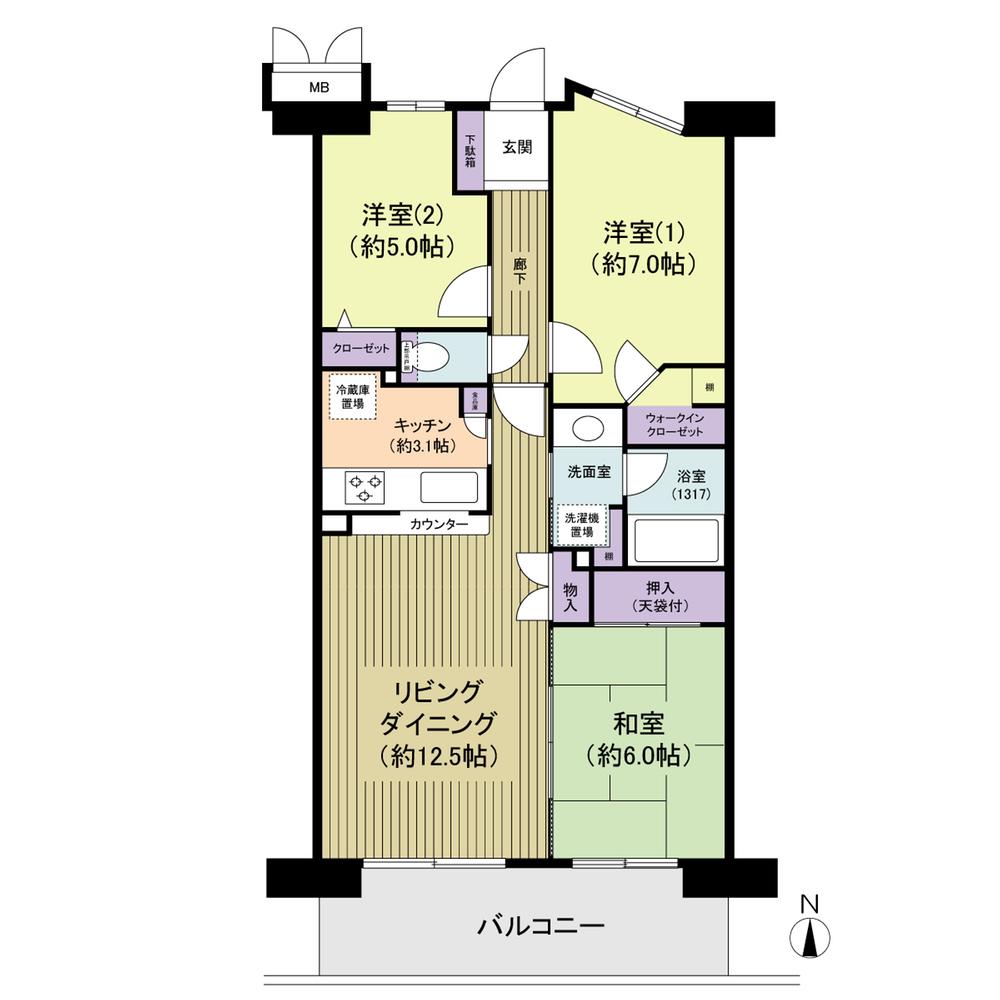 Floor plan. 3LDK, Price 35,800,000 yen, Footprint 71.3 sq m , Balcony area 10.54 sq m