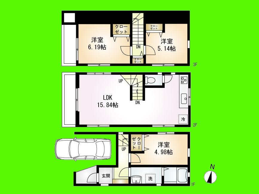 Floor plan. (C Building), Price 34,800,000 yen, 3LDK, Land area 48.67 sq m , Building area 84 sq m