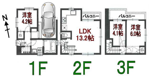 Floor plan. 37,800,000 yen, 3LDK, Land area 42.51 sq m , Building area 72.77 sq m