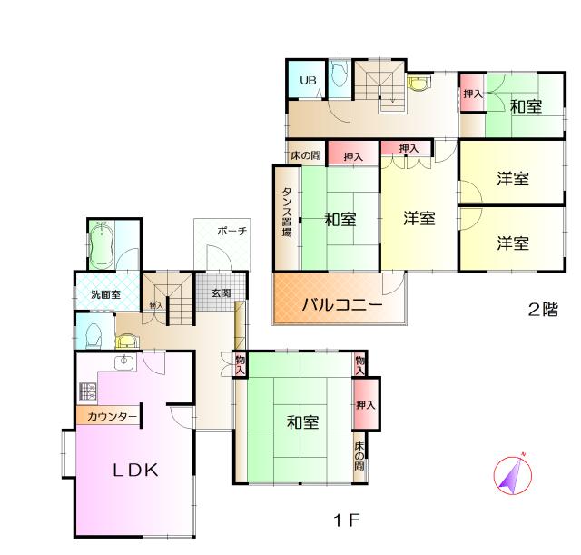 Floor plan. 37,800,000 yen, 6LDK, Land area 165.28 sq m , Building area 141.53 sq m