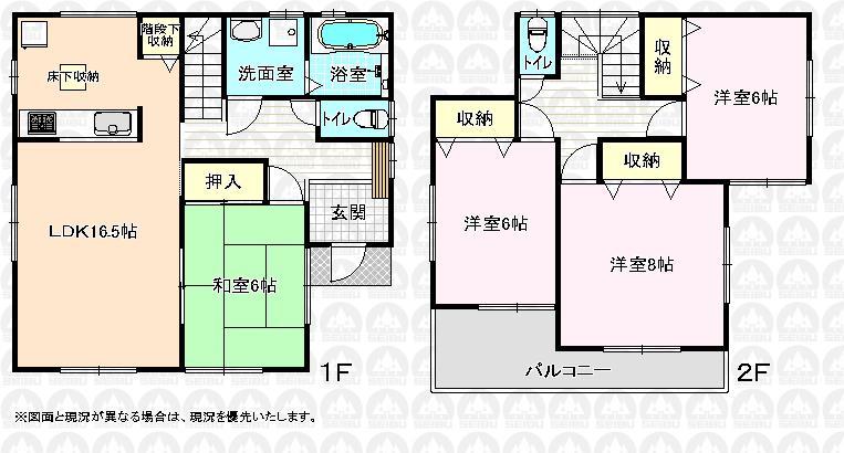 Floor plan. (Building 2), Price 37,800,000 yen, 4LDK, Land area 153 sq m , Building area 105.58 sq m