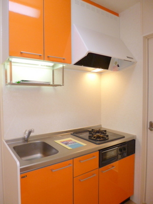 Kitchen. Kitchen of bright impression of the orange tones