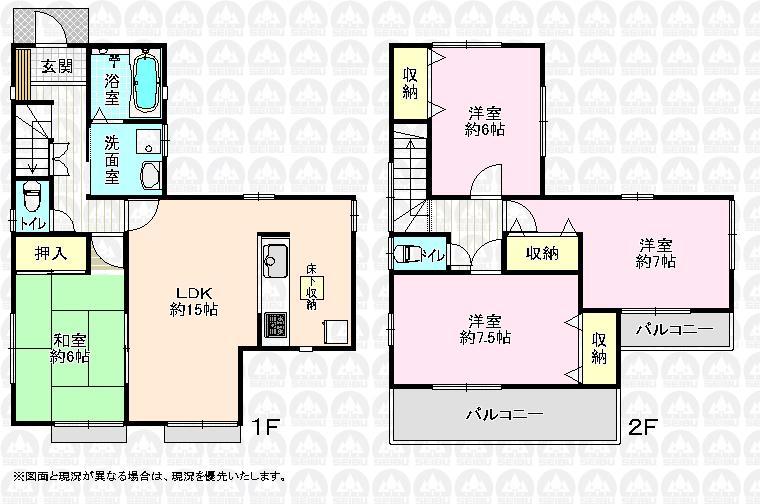 Floor plan. 25,800,000 yen, 4LDK, Land area 127.14 sq m , Building area 96.39 sq m