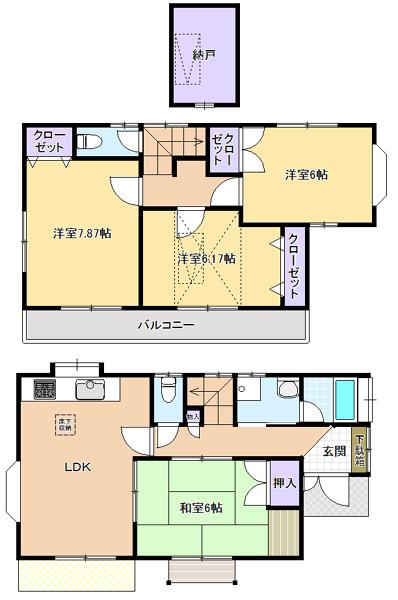 Floor plan. 23.8 million yen, 4LDK, Land area 110.61 sq m , Building area 87.18 sq m