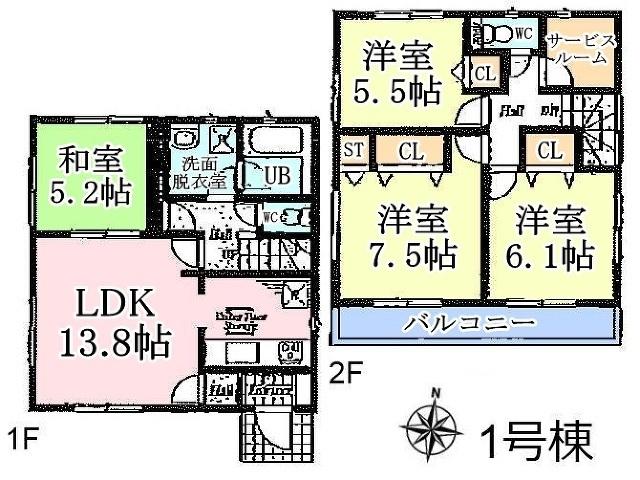 Floor plan. 27,800,000 yen, 4LDK+S, Land area 97.78 sq m , Building area 91.12 sq m
