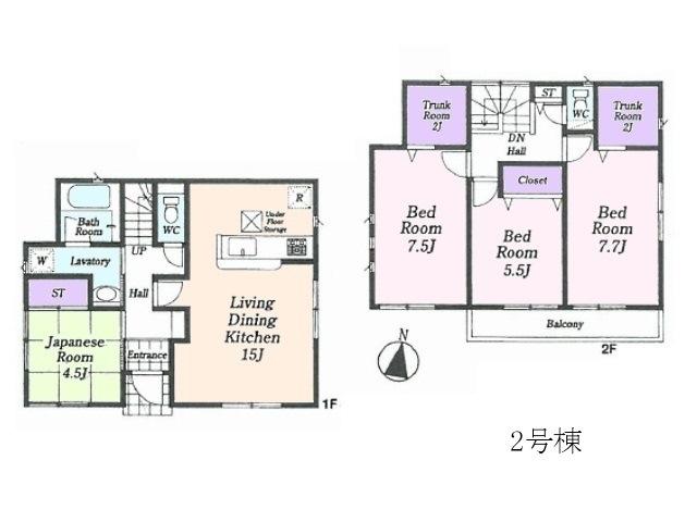 Floor plan. (2), Price 36,800,000 yen, 4LDK, Land area 104.33 sq m , Building area 97.2 sq m