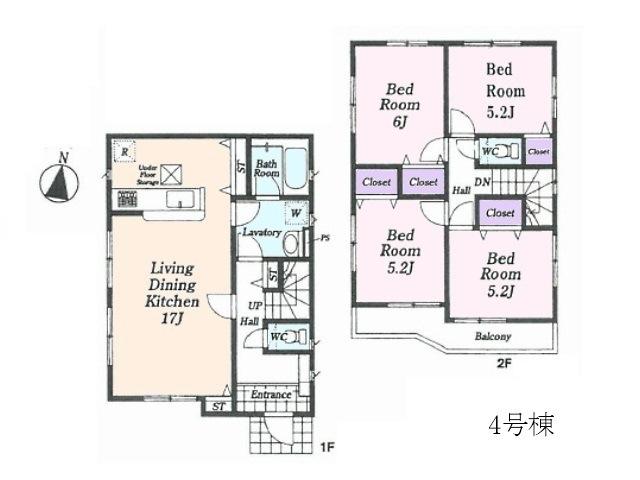 Floor plan. (4), Price 36,800,000 yen, 4LDK, Land area 104.33 sq m , Building area 92.34 sq m