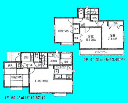 Floor plan. (H), Price 30,800,000 yen, 4LDK, Land area 120.09 sq m , Building area 97.09 sq m