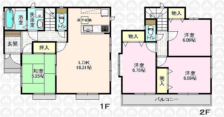 Floor plan. (M Building), Price 30,800,000 yen, 4LDK, Land area 120.09 sq m , Building area 96.05 sq m