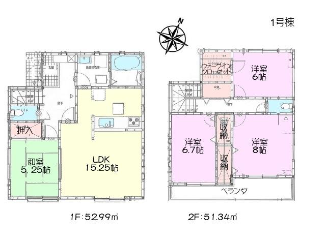 Floor plan. 31,800,000 yen, 4LDK, Land area 115.09 sq m , Building area 104.33 sq m Kiyose Nakazato 5-chome 1 Building Floor plan