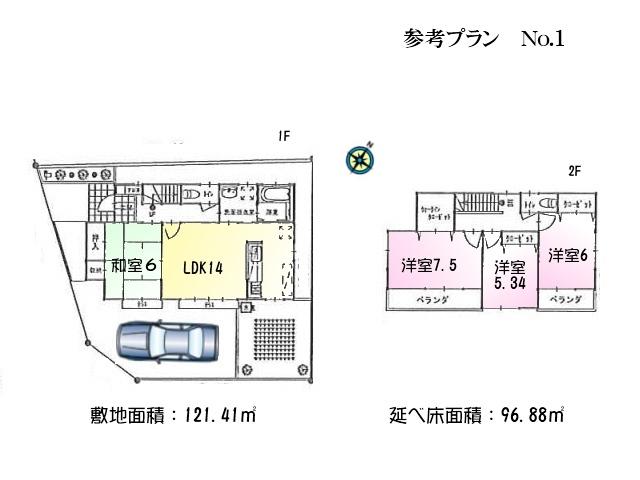 Compartment figure. Land price 30,600,000 yen, Land area 121.41 sq m