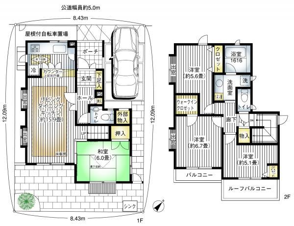 Floor plan. 34,800,000 yen, 4LDK, Land area 102.02 sq m , Building area 96.08 sq m