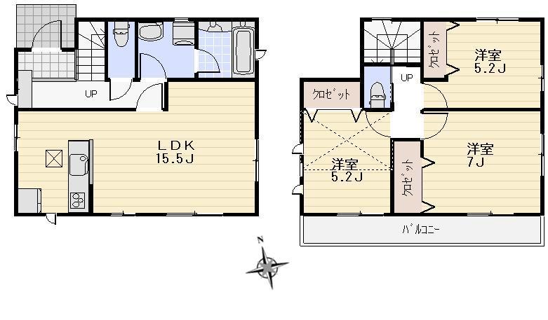 Floor plan. (1 Building), Price 35,800,000 yen, 3LDK, Land area 102.01 sq m , Building area 78.97 sq m