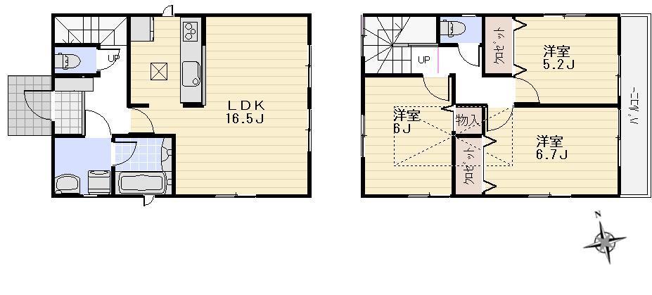 Floor plan. (3 Building), Price 32,800,000 yen, 3LDK, Land area 107.55 sq m , Building area 81.81 sq m