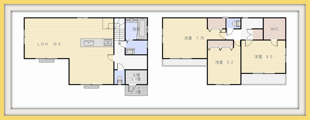 Building plan example (floor plan). Building plan example (No. 2 place) building price 11 million yen, Building area 87.48 sq m