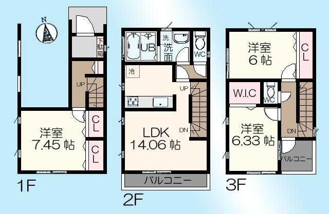 Floor plan. (4 Building), Price 31,800,000 yen, 3LDK, Land area 61.24 sq m , Building area 104.14 sq m