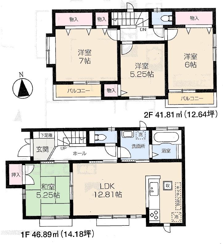 Floor plan. (A Building), Price 40,800,000 yen, 4LDK, Land area 90.69 sq m , Building area 88.7 sq m