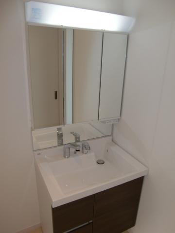 Wash basin, toilet. It is a popular luxury three-sided mirror specification.